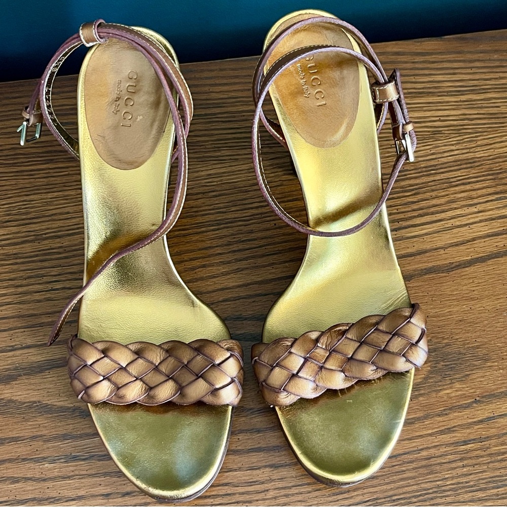 GUCCI Leather Braided Platform Sandal Size 8.5 - Picture 8 of 15